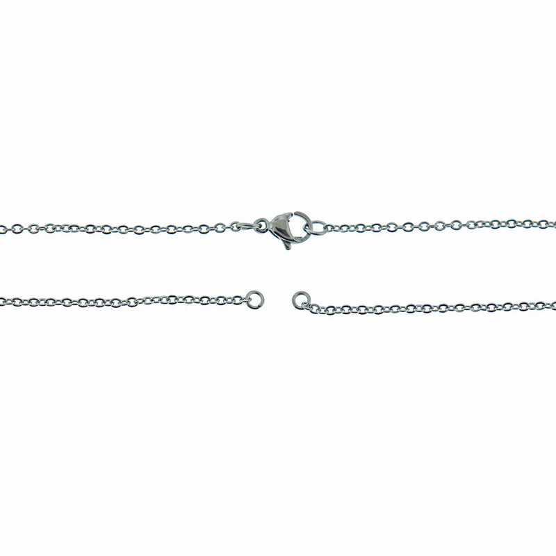 Stainless Steel Cable Chain Connector Necklace 18"- 2mm - Choose Your Quantity!