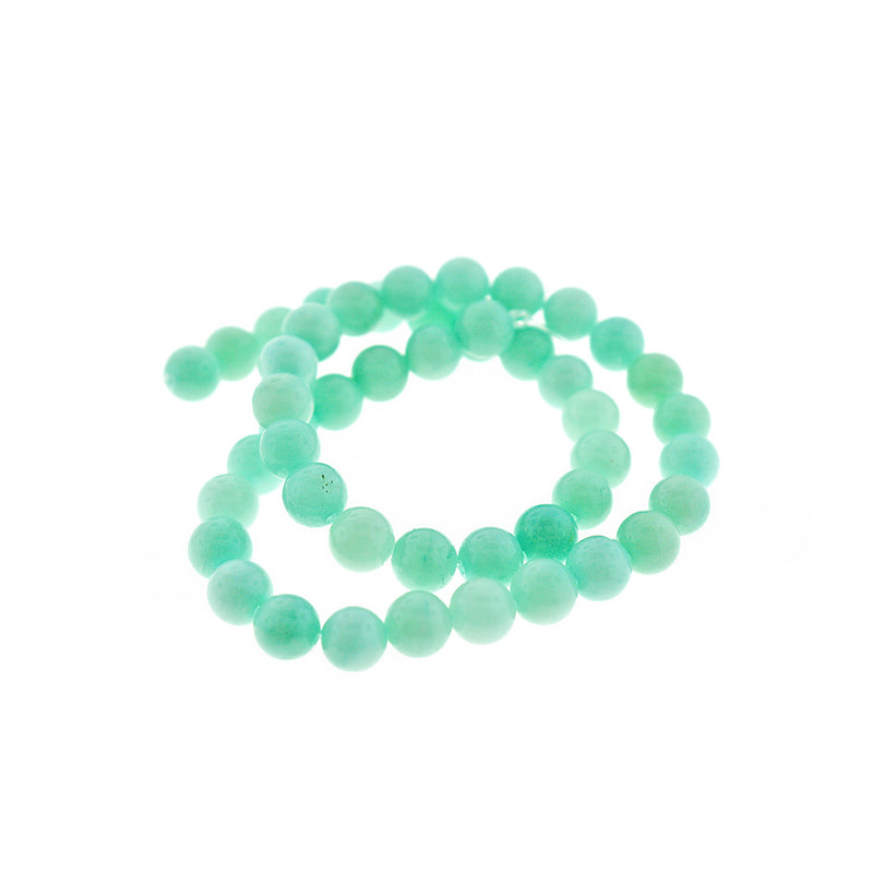 Perles rondes en jade naturel 8 mm - Vert menthe - 1 rang 48 perles - BD2408