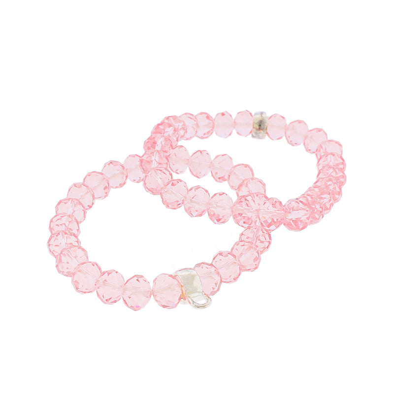 Bracelet Perles de Verre Facettes 51mm - Rose Pétale - 1 Bracelet - BB166