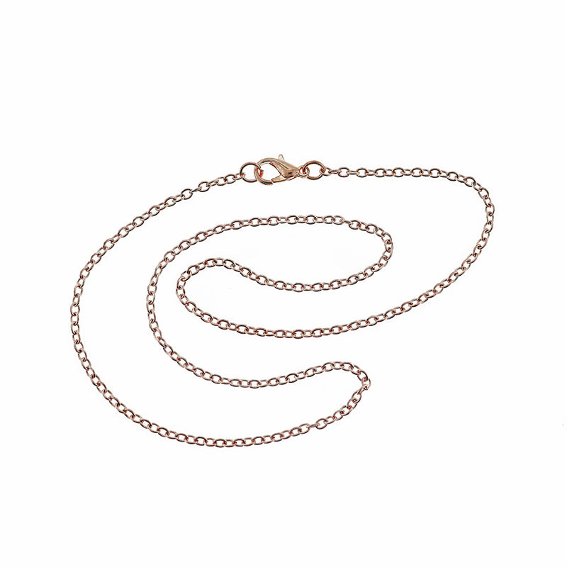 Rose Gold Tone Cable Chain Necklace - 2mm - Choose Your Length & Quantity!