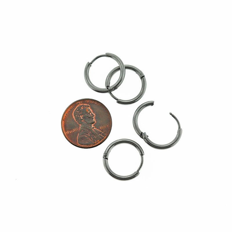 Stainless Steel Earrings - Hinged Clicker Segment Hoops 15mm - 2 Pieces 1 Pair - FD779