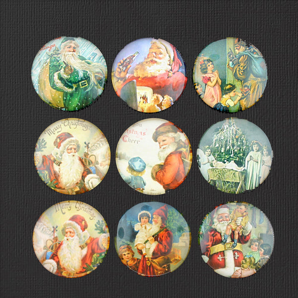 9 Sceaux cabochon dôme en verre de Noël 25 mm Assortiment - E790