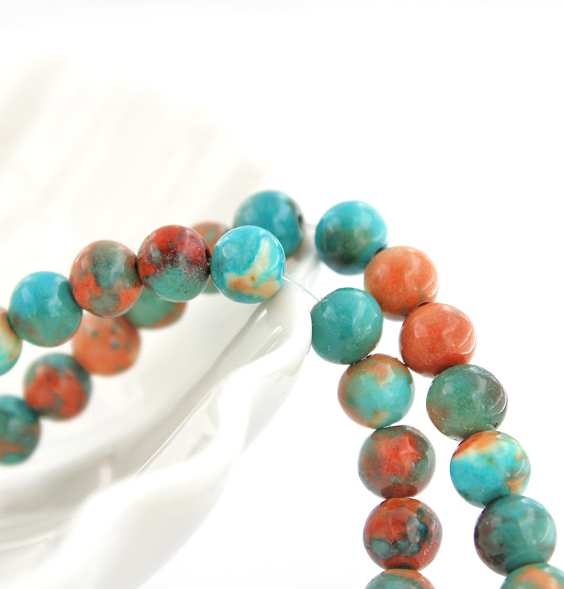 Round Imitation Jade Beads 6mm - Dyed Desert Tones - 25 Beads - BD599