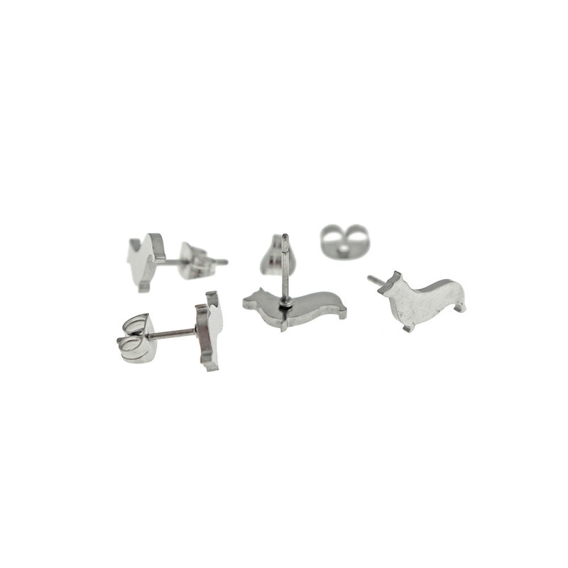 Boucles d'oreilles en acier inoxydable - clous Corgi - 12 mm x 7 mm - 2 pièces 1 paire - ER956