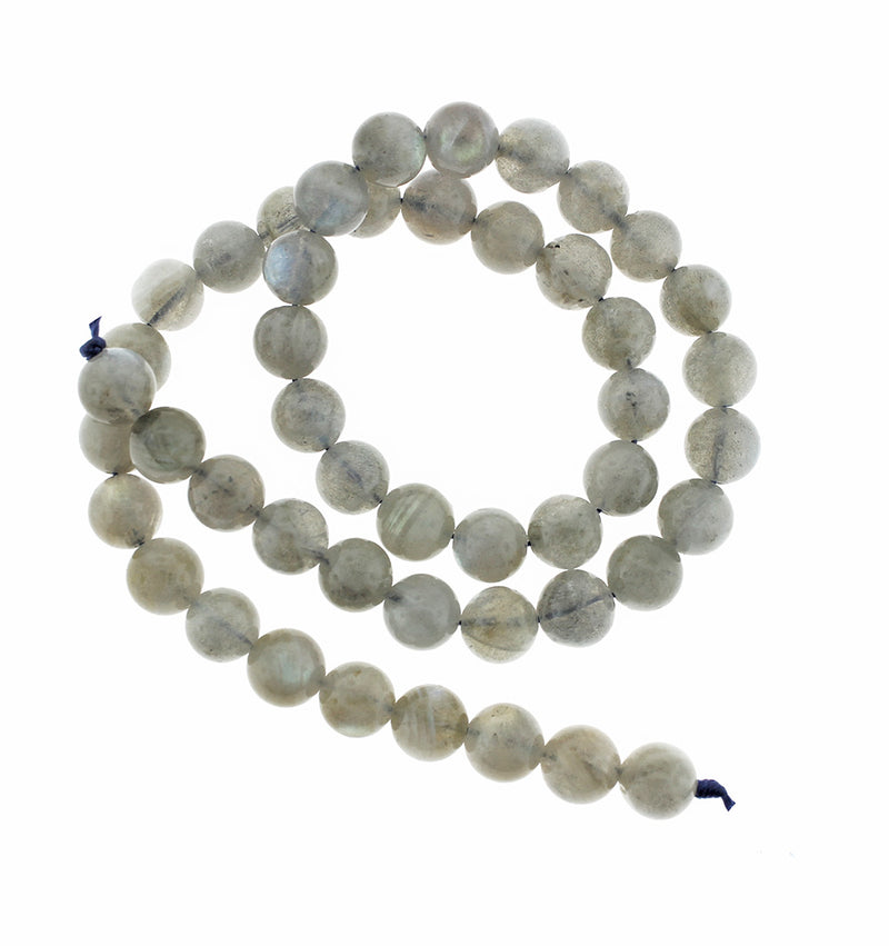 Perles rondes en labradorite naturelle 4 mm - 8 mm - Choisissez votre taille - Gris - 1 brin complet de 15 po - BD1847