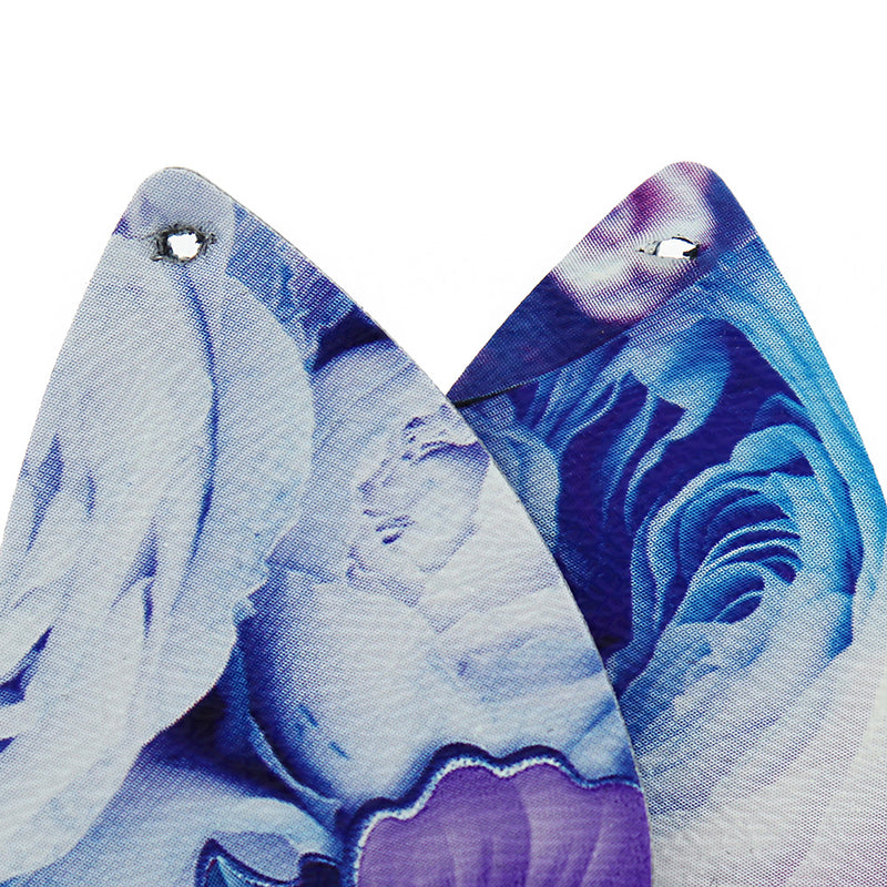 Pendentifs en forme de larme en similicuir - Floral violet - 4 pièces - LP025