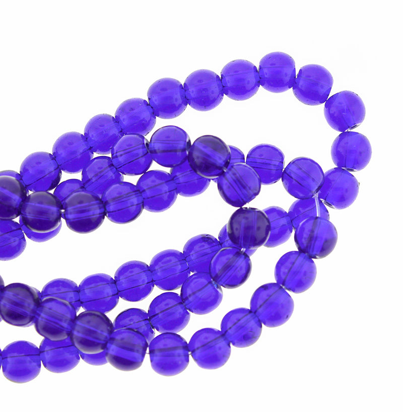 Round Glass Beads 6mm - Royal Blue - 1 Strand 50 Beads - BD610