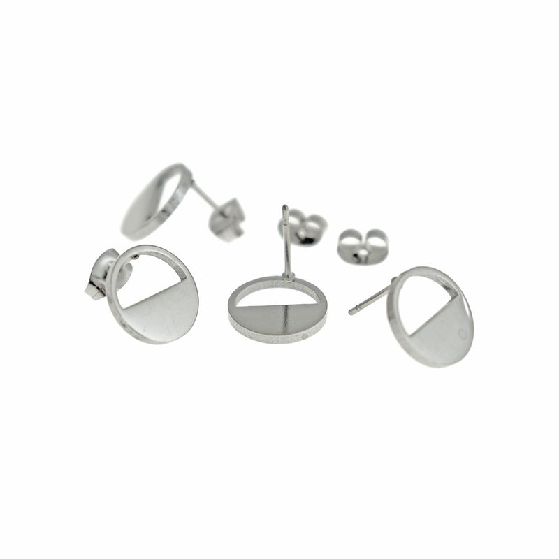 Boucles d'Oreilles en Acier Inoxydable - Clous Demi-Cercle - 12mm - 2 Pièces 1 Paire - ER823