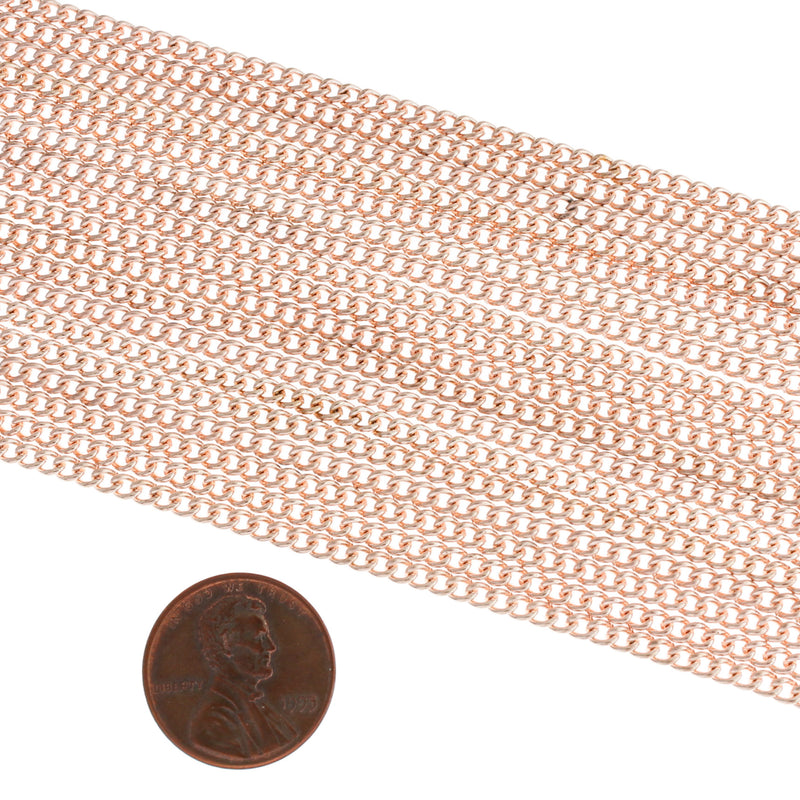 Bulk Rose Gold Tone Curb Chain 32Ft - 2.5mm - FD496