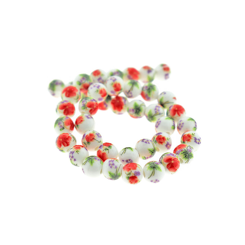 Round Ceramic Beads 8mm - Choose Your Color! 1 Strand 40 Beads