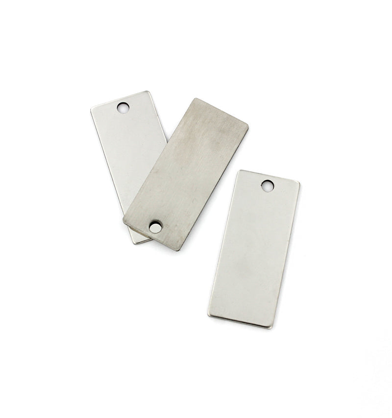 Rectangle Stamping Blanks - Stainless Steel - 37.8mm x 16mm - 2 Tags - FD743