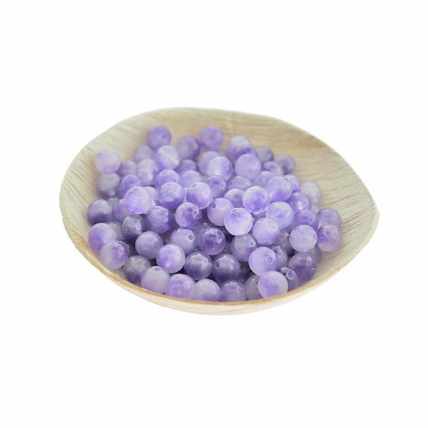 Perles Rondes en Pierre Naturelle 8mm - Aquarelle Violette - 20 Perles - BD073