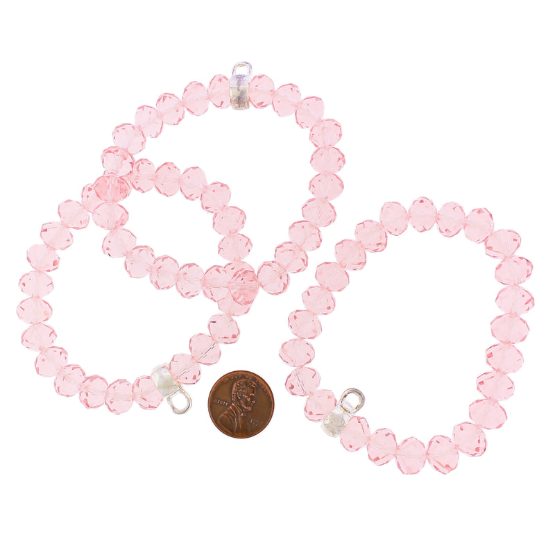 Bracelet Perles de Verre Facettes 51mm - Rose Pétale - 1 Bracelet - BB166