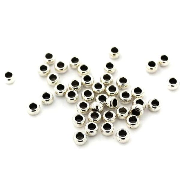 Perles intercalaires rondes 3 mm x 5 mm - ton argent - 50 perles - SC7736