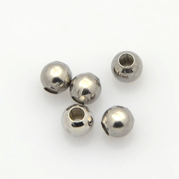 Round Spacer Beads 3mm x 3mm - Silver Tone - 50 Beads - FD230