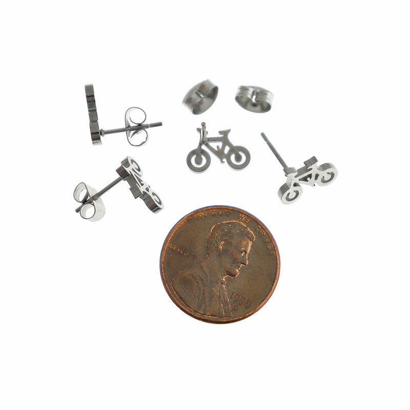 Stainless Steel Earrings - Bicycle Studs - 10mm - 2 Pieces 1 Pair - ER893