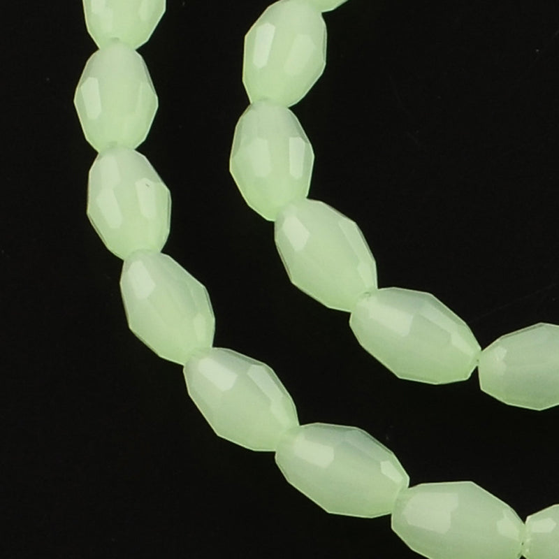 Perles de Verre à Facettes 6mm x 4mm - Vert Menthe - 1 Rang 72 Perles - BD1059