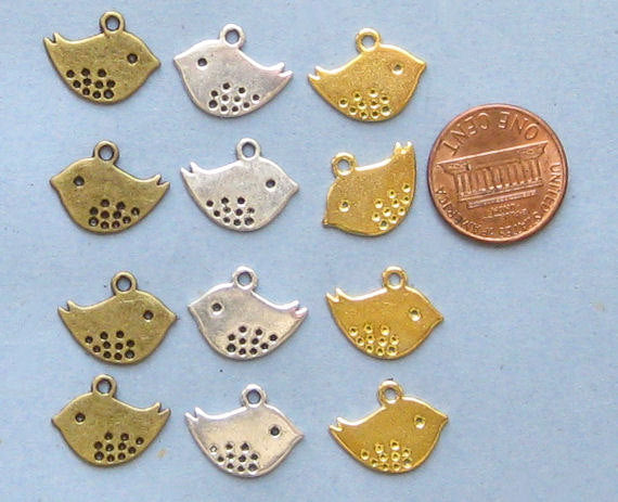 Bird Charm Collection in Three Finishes 9 Charms - COL099