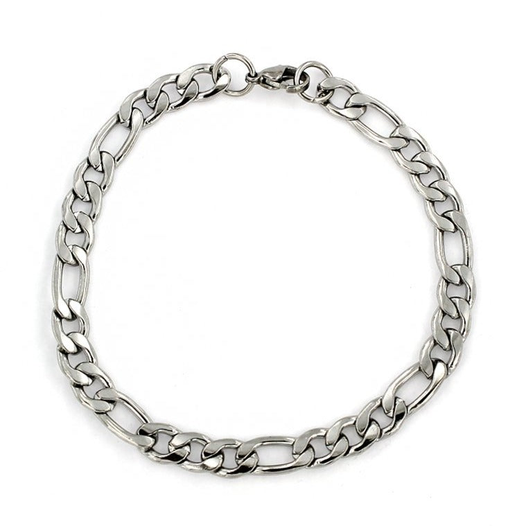 Bracelet Chaîne Figaro Acier Inoxydable 8" - 4mm - 1 Bracelet - N426