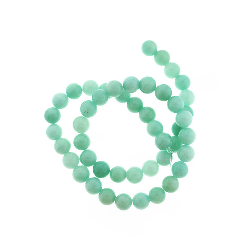 Perles rondes en jade naturel 8 mm - Vert menthe - 1 rang 48 perles - BD2408