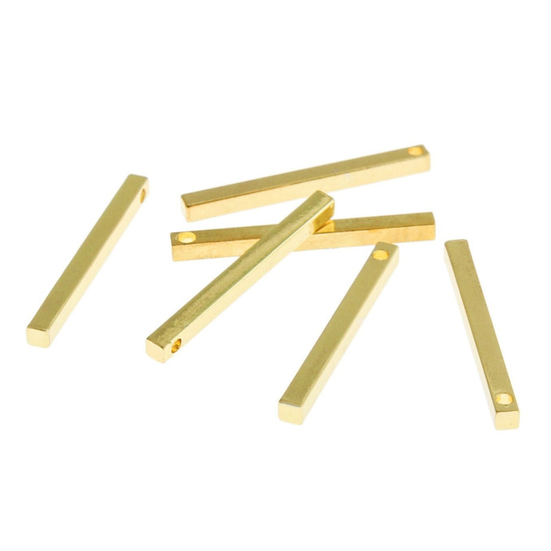 2 Drop Bar Stamping Blanks - 3D - Gold Tone Brass - 30mm x 2.5mm - Choose Your Tone!