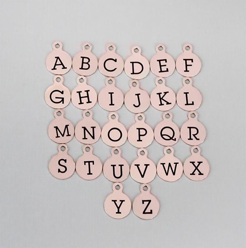 Stainless Steel Letter Charms - Full Alphabet 26 Letters - Uppercase Script Alphabet - 13mm with Loop - ALPHA1500BFS